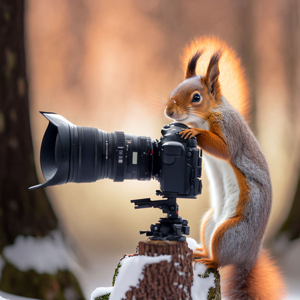 Kurre-fotograf- ekorre som fotograf